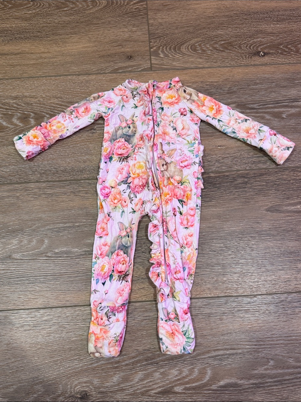 Bums & Roses Easter Bunny Convertible Footie 0-3m
